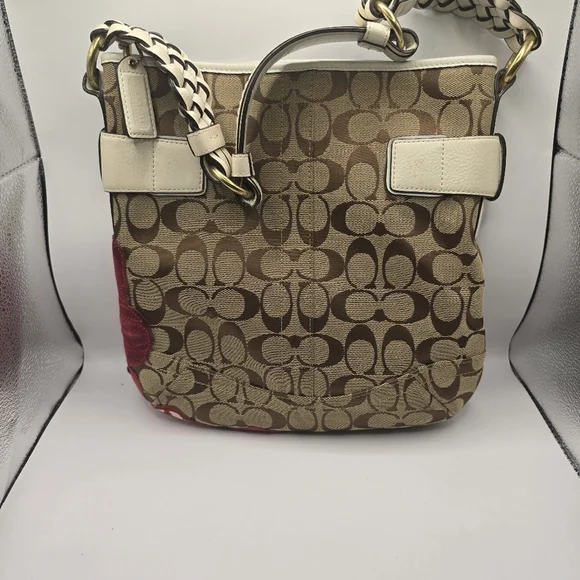 Rare Coach Poppy Floral Signature Jacquard Leather Shoulder Bag Limited Edition - Picture 2 of 10
